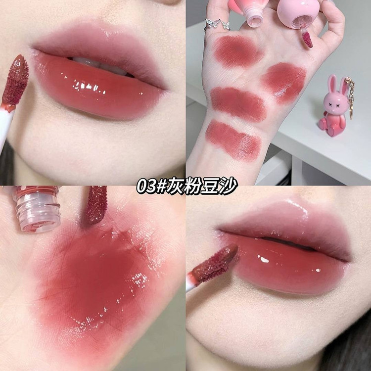 رژ خیس کره ای خرگوشی میفی مرطوب کننده و آبرسان بالم لب رنگی خرگوش کیوت فانتزی دست کلید آویز جاسویچی پینترستی گوگولی