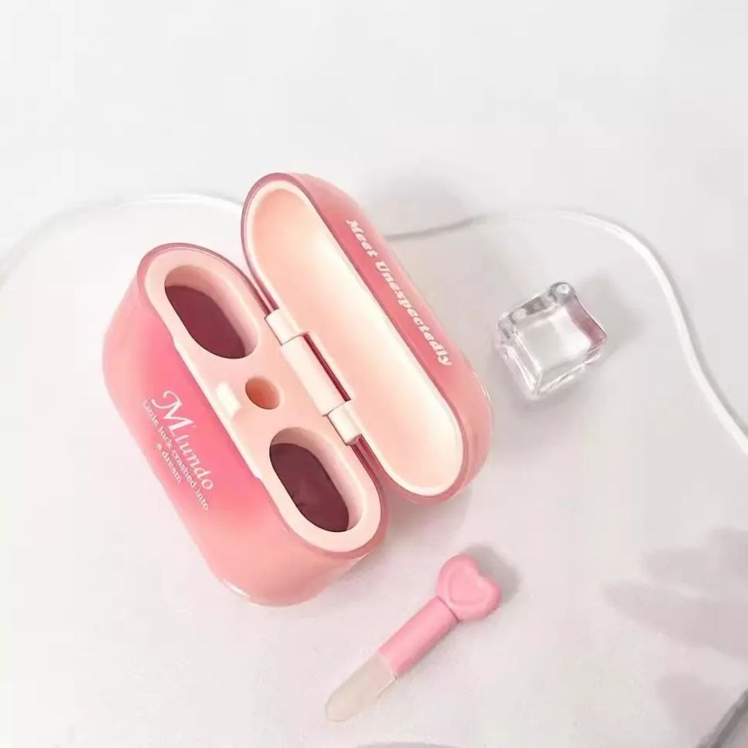 رژ لب ایرپادی فانتزی کیوت دخترانه همراه براش قلبی رژ خیس شیشه ای کره ای و رژ مات مخملی خمیری فانتزی کیوت پینترستی