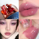 پک 2 عددی رژ لب خیس کره ای همراه برق لب حرارتی کیوت بصورت جفتی رنگبندی جذاب و خاص مات و مخملی پینترستی