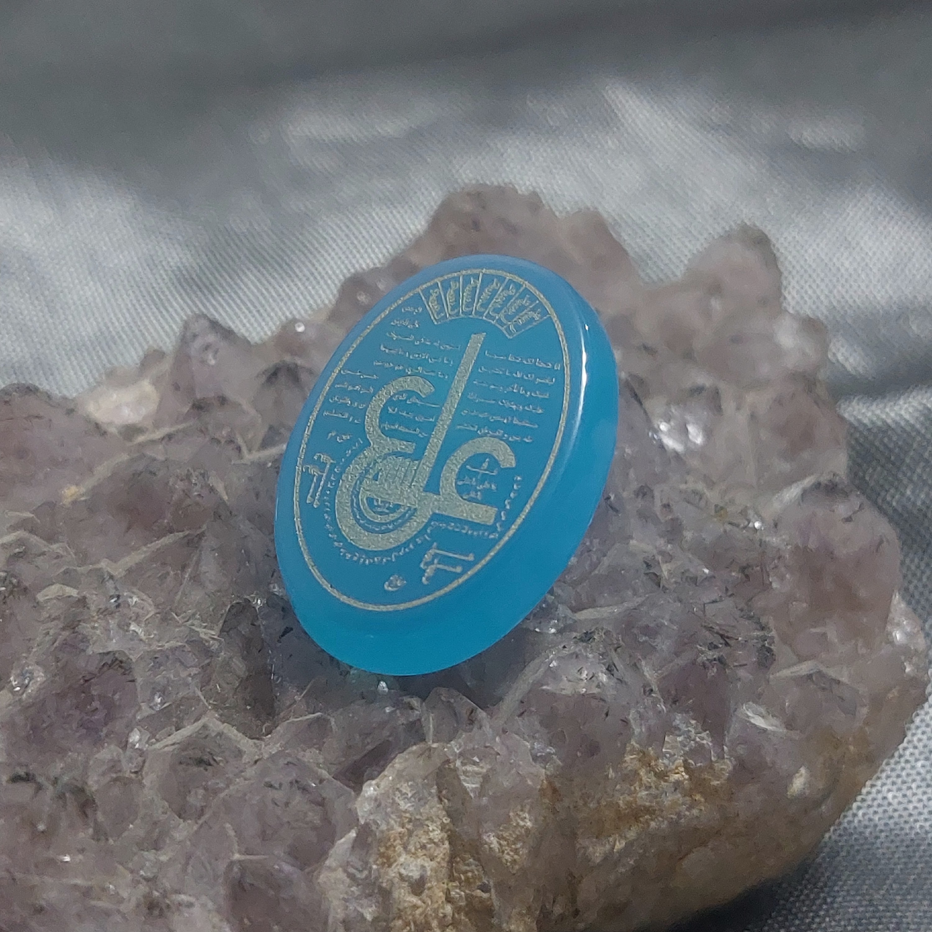نگین عقیق آبی آسمانی اصل عین علی