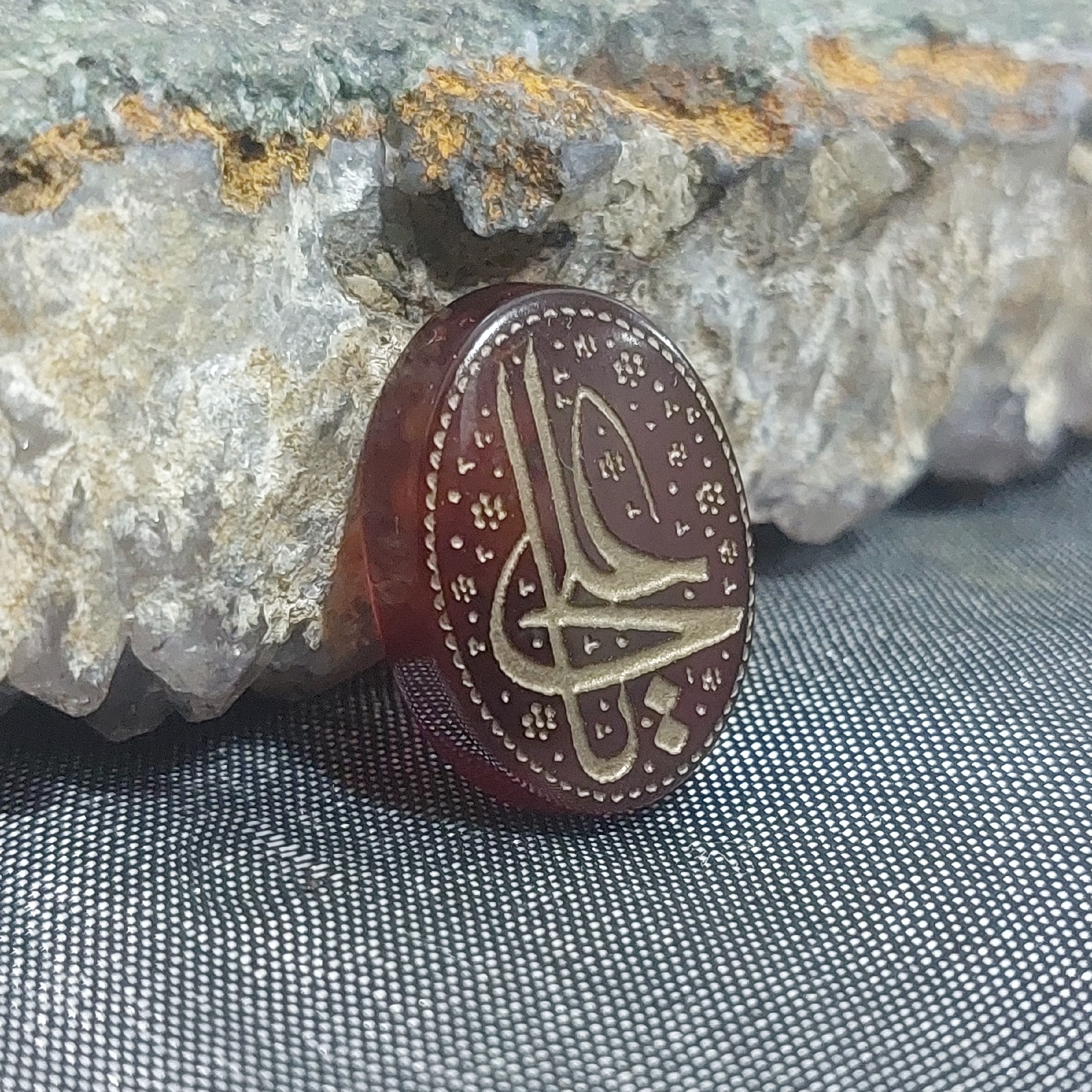 نگین عقیق خراسانی اصل حکاکی یا علی