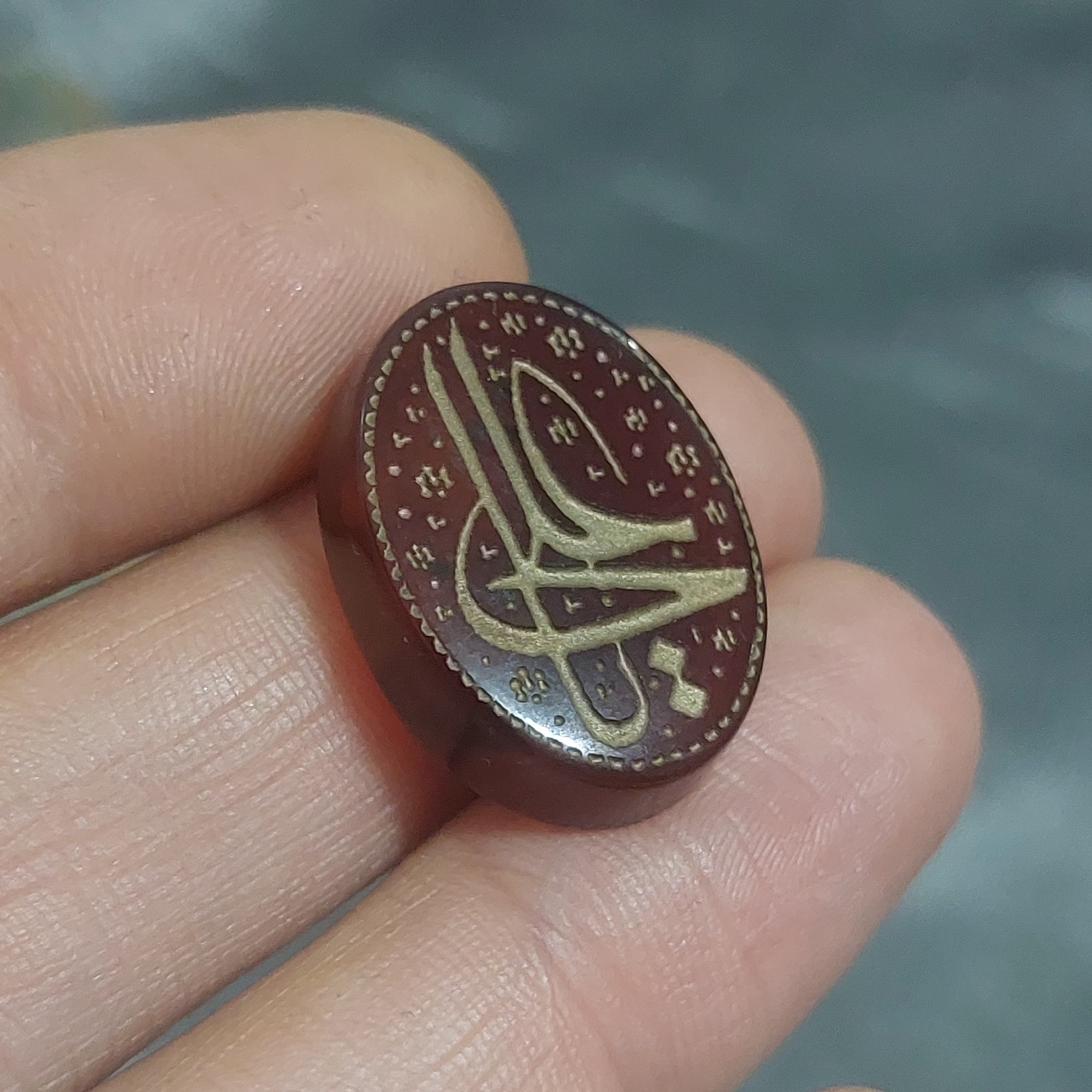 نگین عقیق خراسانی اصل حکاکی یا علی
