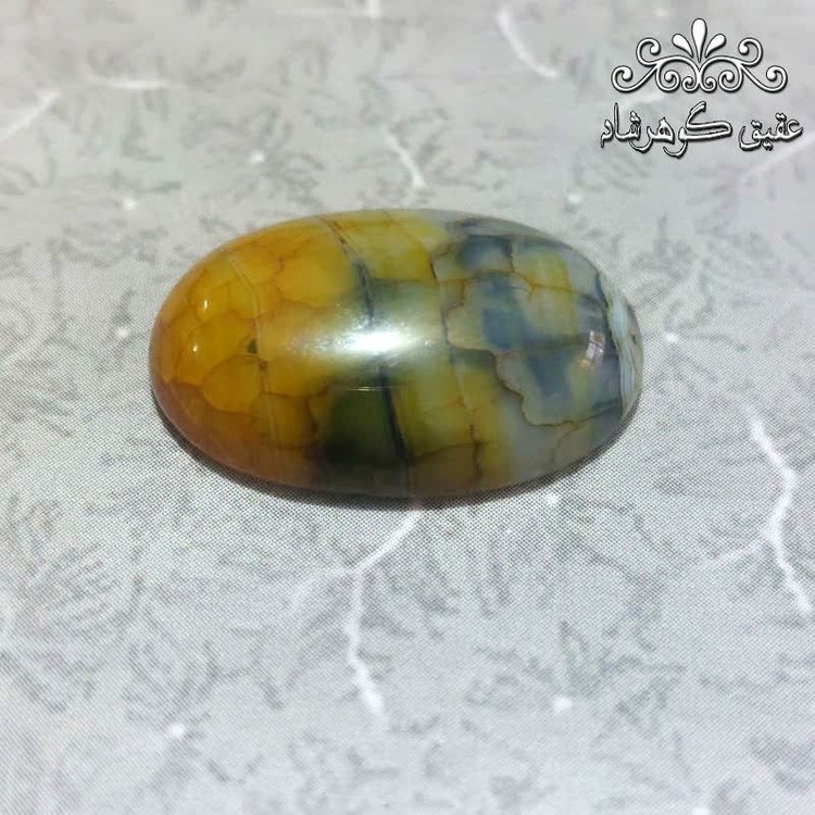 نگین عقیق دراگون زرد اصل