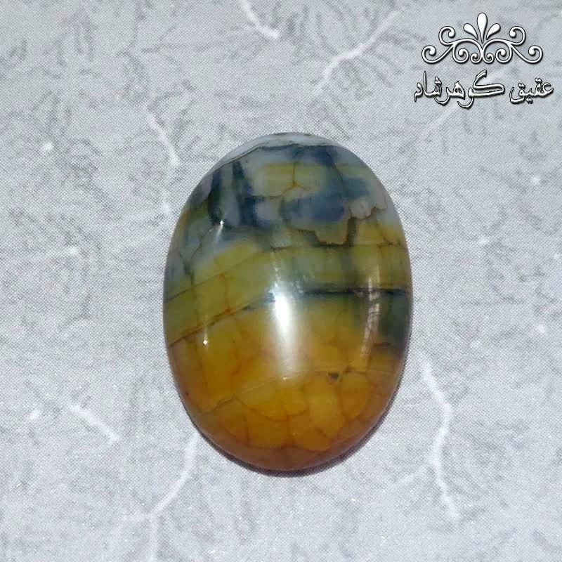 نگین عقیق دراگون زرد اصل