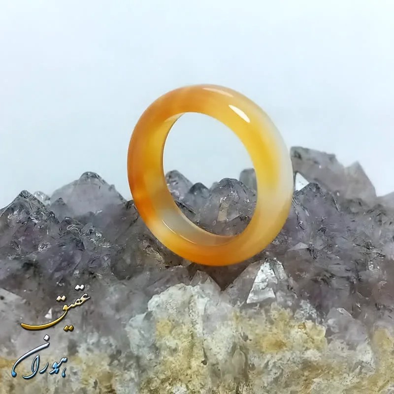 حلقه عقیق نارنجی اصل سایز 54 استاندارد